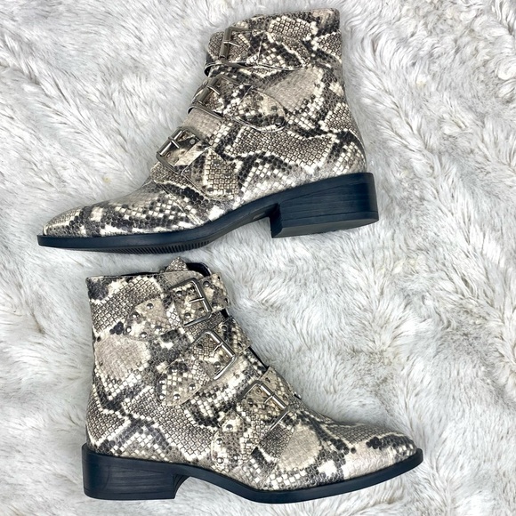 NEW STEVEN NEW YORK Harmon Triple Buckle Animal snake Print Boot booties 8.5 - Picture 8 of 15